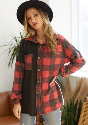 Plaid Colorblock Shacket