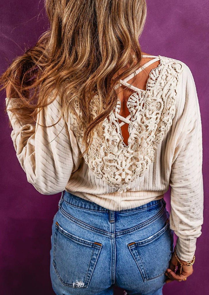 Oatmeal Open Back Top