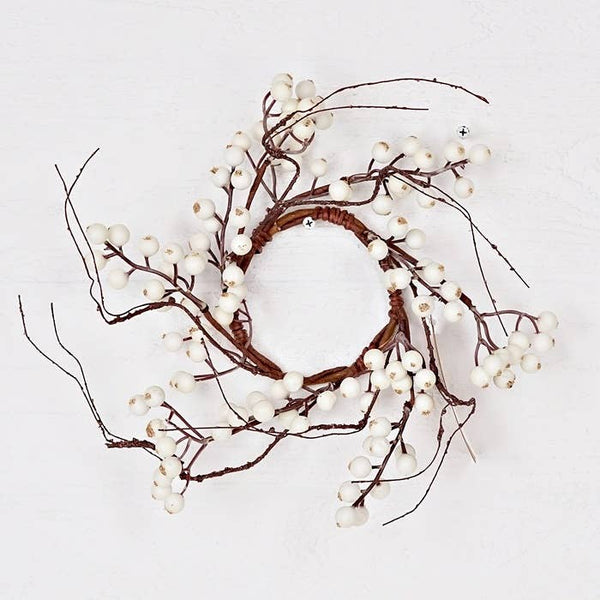 12in(3.5in) Wreath-White Snowberries with wispy twigs-