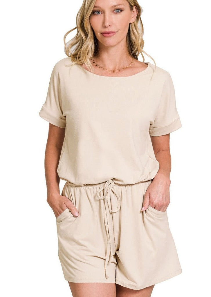 Tie-front Romper With Pockets