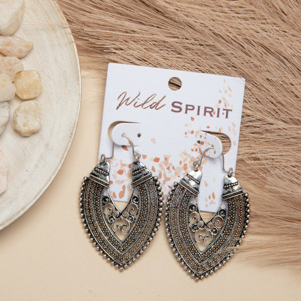 Wild Spirit Silver Heart Earrings