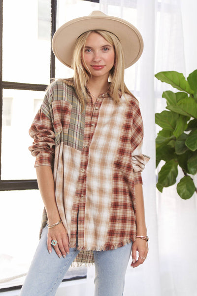 FRAYED EDGE PLAID SHIRT