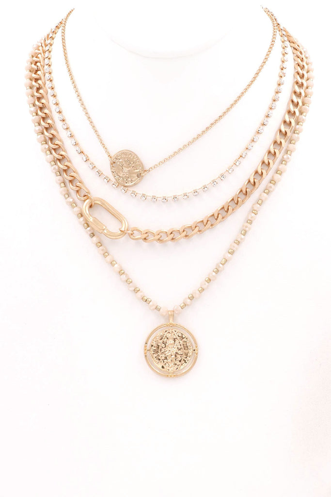 Layered coin charm necklace