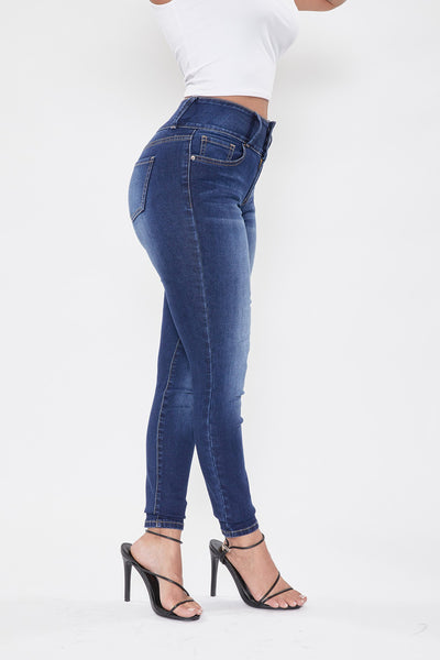 Junior 3 Button High-Rise Skinny Jeans