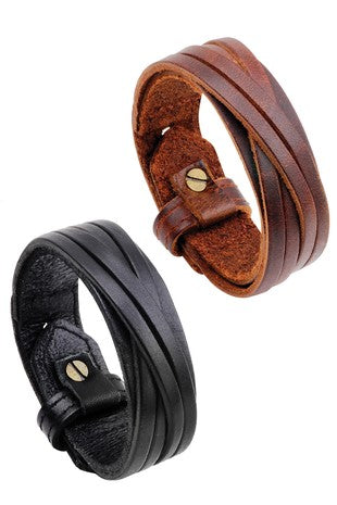 Punk Narrow Leather Cuff Bracelet