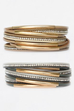 Multi-Strand Leather Wrap Bracelet