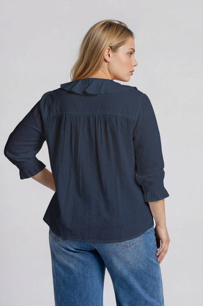 Navy Button 3/4 Sleeve