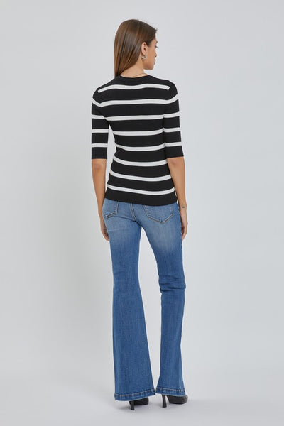 Striped Ribbed Sweater Top
