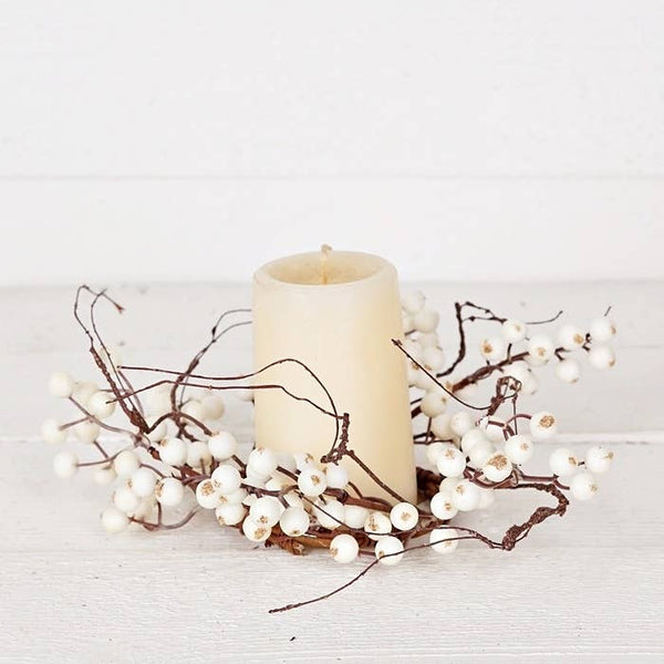 12in(3.5in) Wreath-White Snowberries with wispy twigs-