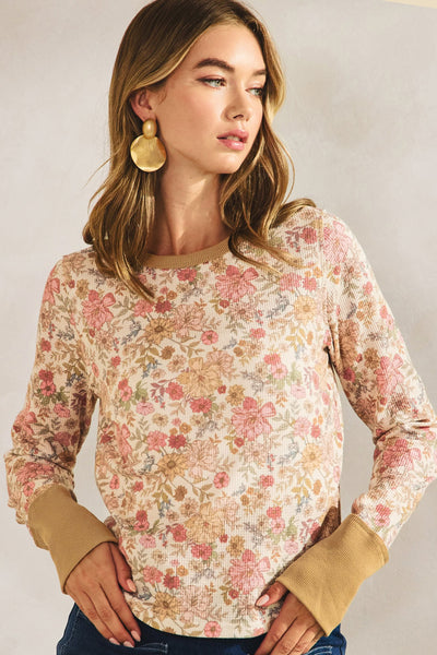 Waffle Floral Top