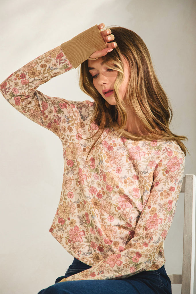 Waffle Floral Top