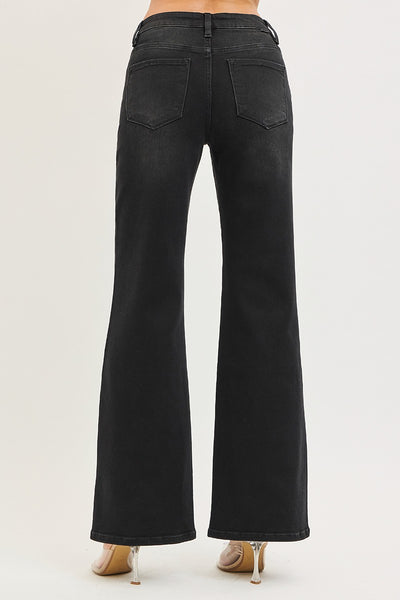 High Rise Wide Leg Black Jeans