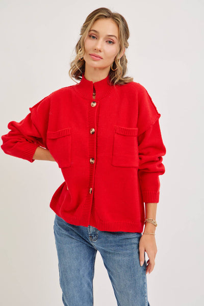 Red Button Down Sweater