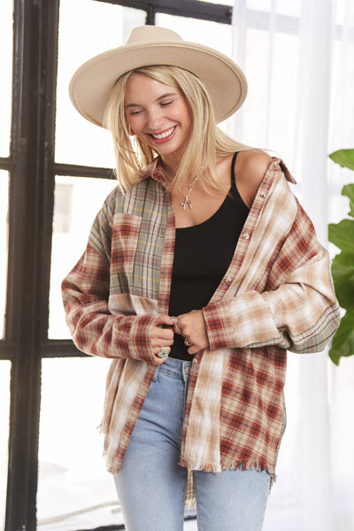 FRAYED EDGE PLAID SHIRT