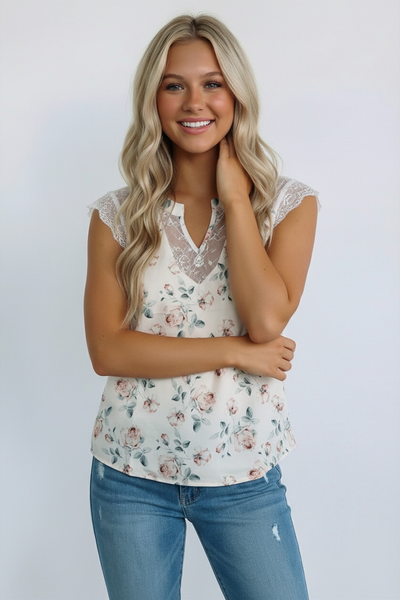 Notch Neck Floral Blouse