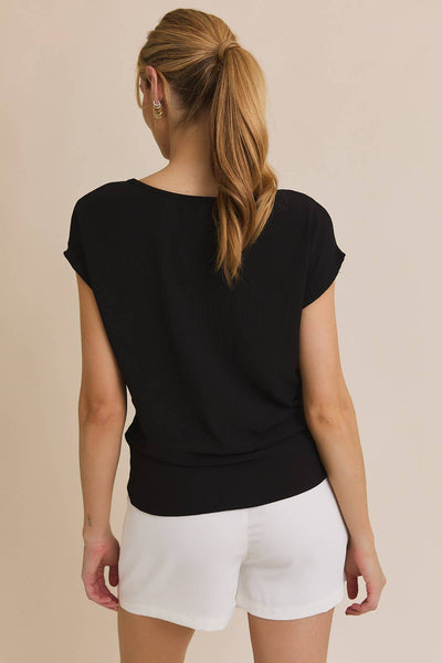 Side Twist Hem Short Sleeve Round Neck Top