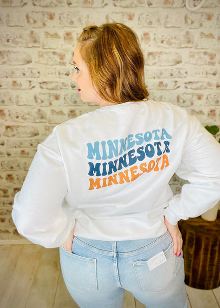 Groovy Retro Minnesota Crewneck Sweatshirt