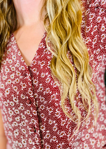Burgundy Floral Blouse