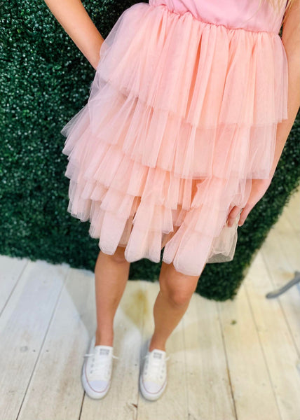 Tiered Tulle Blush Dress