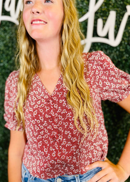 Burgundy Floral Blouse