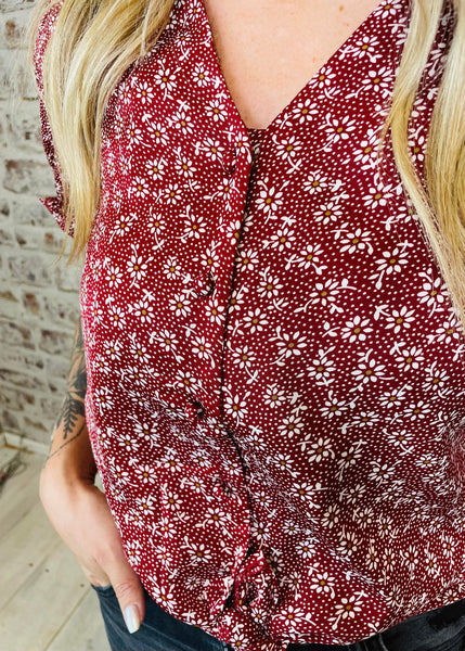 Burgundy Floral Blouse