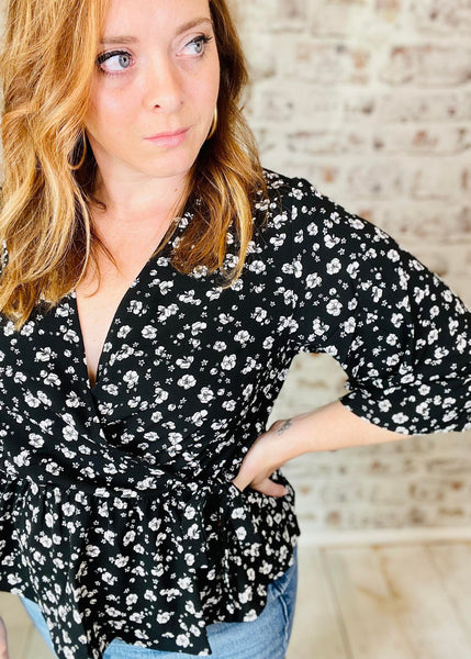 Fancy Meeting You Floral Blouse-PLUS