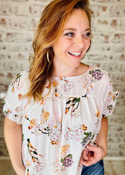 Makin' Plans White Floral Top