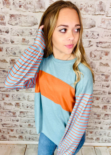 Keepin' It Teal Colorblock Top
