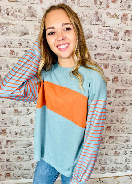 Keepin' It Teal Colorblock Top