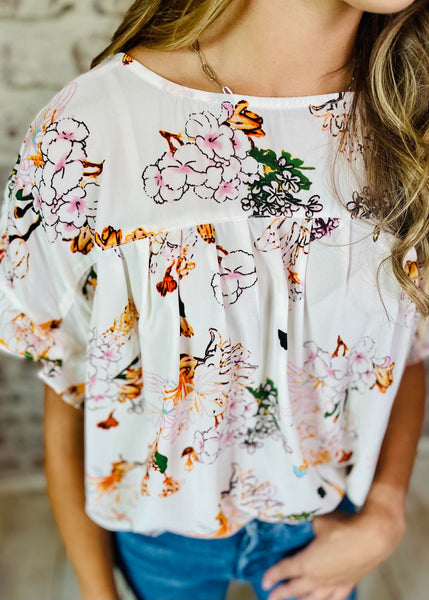 Makin' Plans White Floral Top