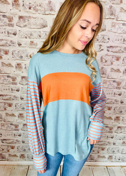 Keepin' It Teal Colorblock Top