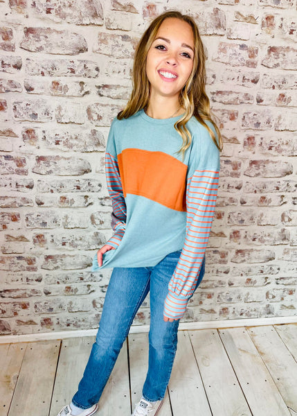 Keepin' It Teal Colorblock Top