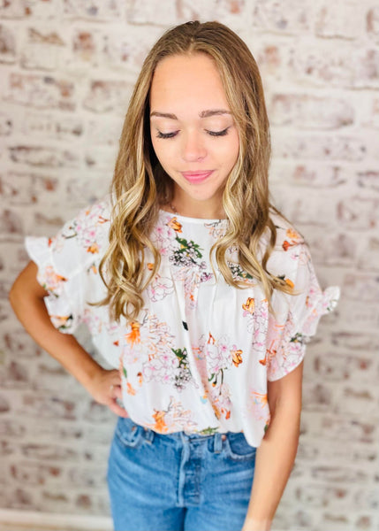 Makin' Plans White Floral Top