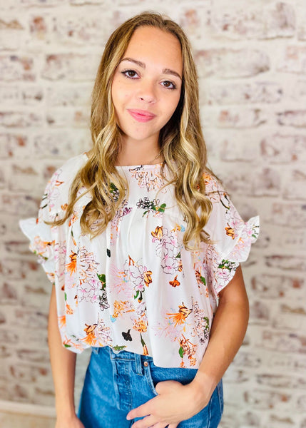 Makin' Plans White Floral Top