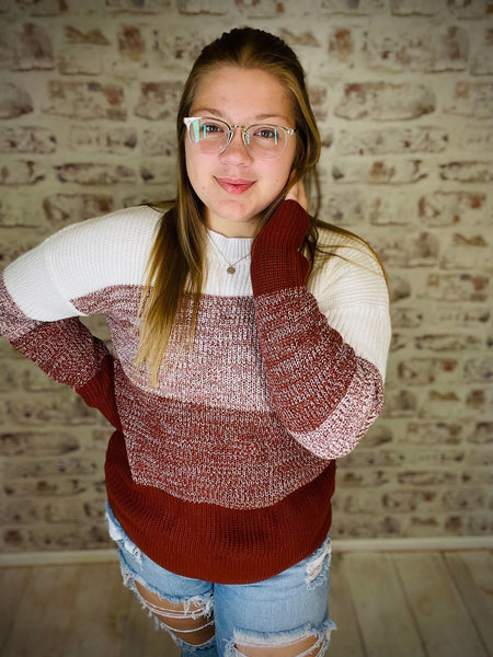 Color Block Drop Shoulder Sweater