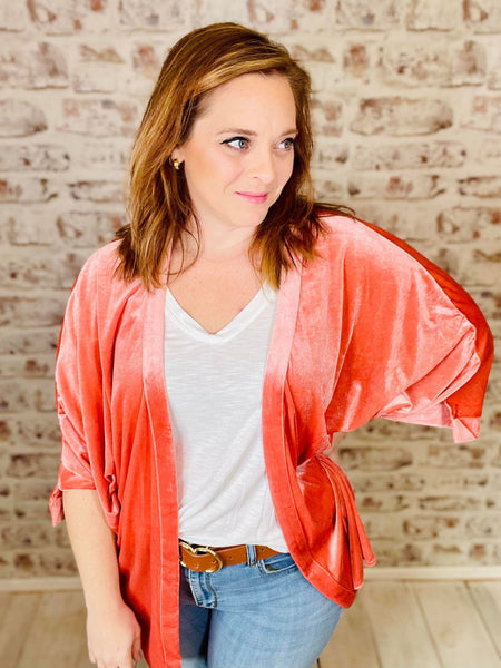 Pink Retro Velvet Cardigan