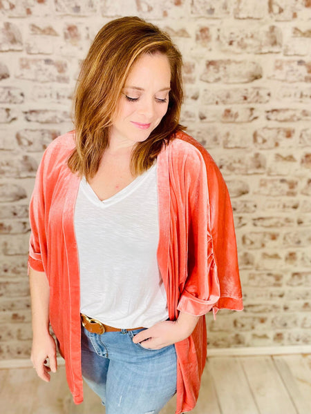 Pink Retro Velvet Cardigan