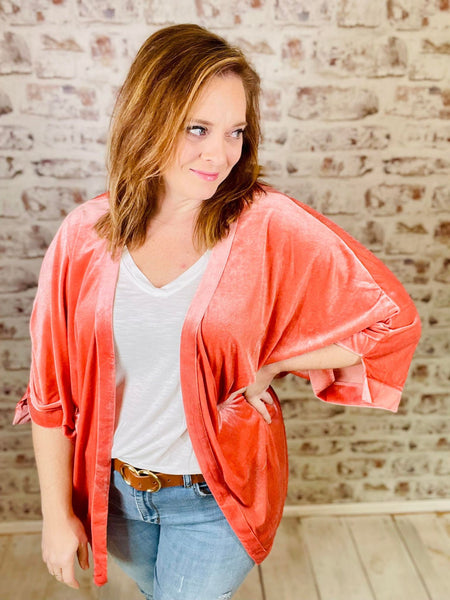 Pink Retro Velvet Cardigan