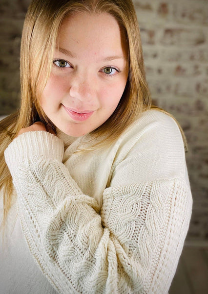 Cross Knit Solid Sweater