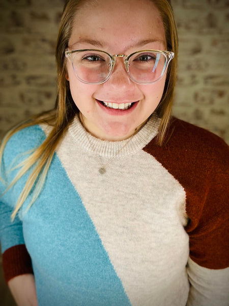 Colorblock Crew Neck Sweater