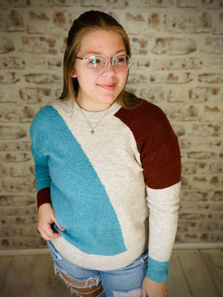 Colorblock Crew Neck Sweater