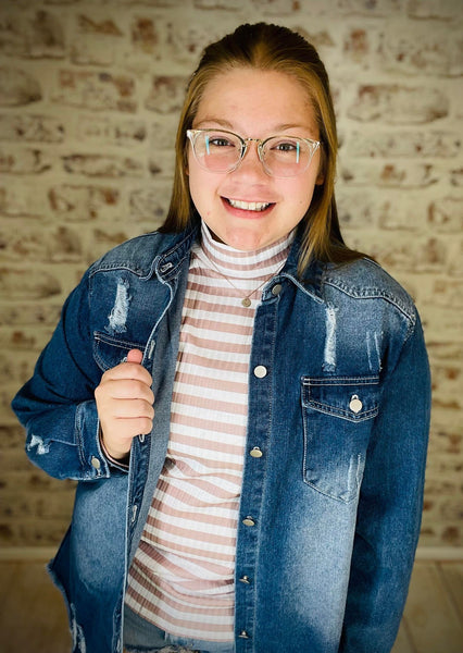 Blue Distressed Denim Jacket