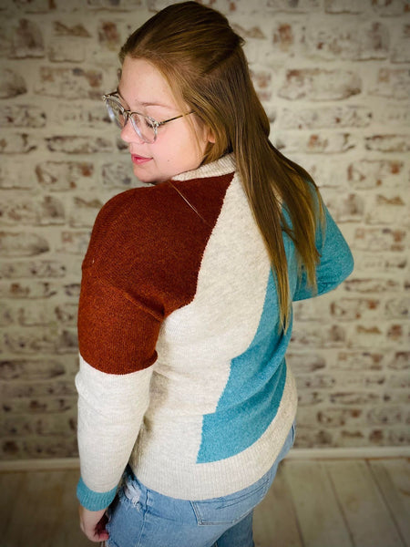 Colorblock Crew Neck Sweater