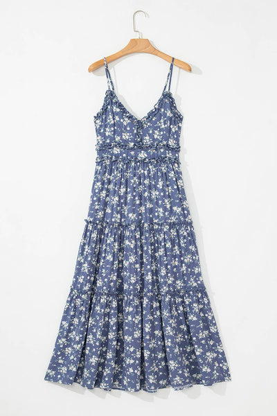 Spaghetti Strap Tiered Midi Dress