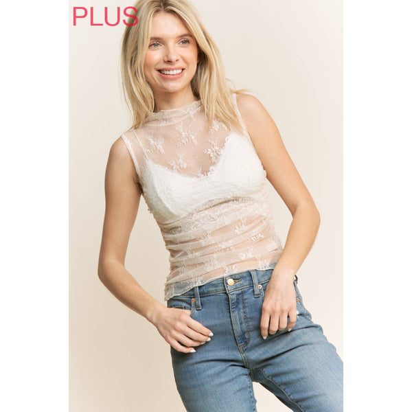 Lace High Neck Tank