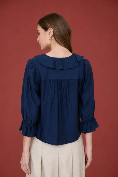 Navy Button 3/4 Sleeve