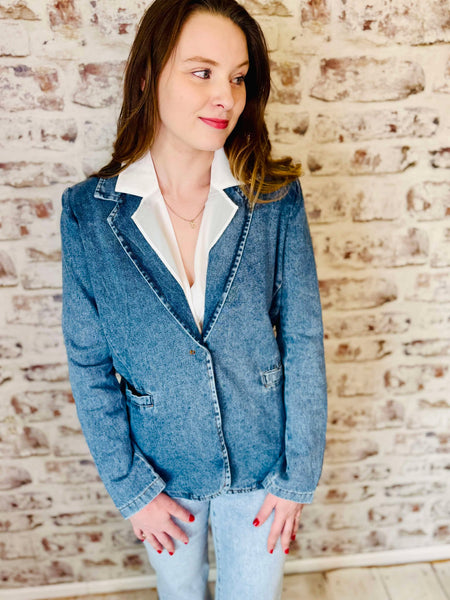 Denim Blazer Single Breasted