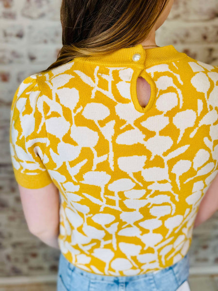 Short Sleeve Mustard Sweater