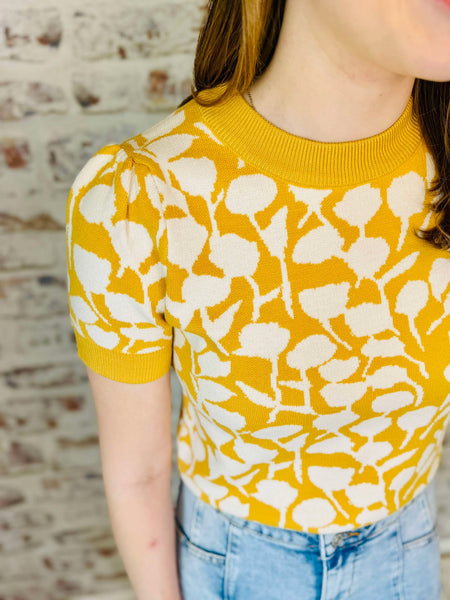 Short Sleeve Mustard Sweater