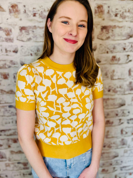 Short Sleeve Mustard Sweater